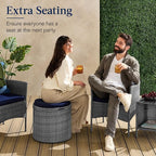 Best Choice Products Round Wicker Ottoman, Additional Seating, Side Table - Image 4