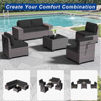 Outdoor Patio Furniture Set, 6 Pieces Outdoor Sectional Furniture High Backrest - Image 8