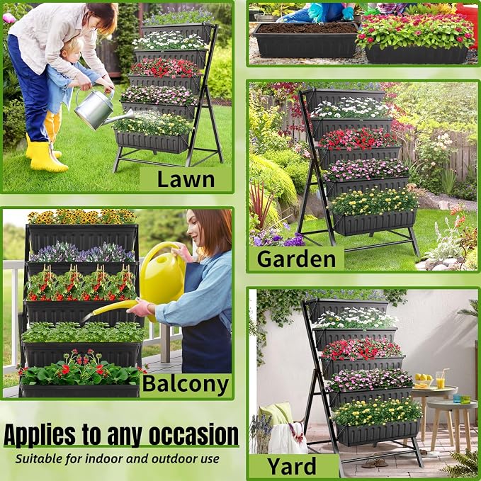 Homdox 4FT Vertical Garden Bed, 5 Tiers Raised Garden Planter, 25.6 * 26 * - Image 6