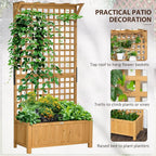 Outsunny Wood Planter with Trellis, Raised Garden Bed - Image 3