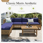 Sophia and William 5-Piece Wicker Patio Furniture Set, L-Shaped Outdoor - Image 2