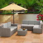 HAPPATIO 7 Piece Patio Conversation Set, Rattan Wicker Outdoor Sectional Sofa - Image 2