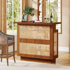 Tribesigns Rattan Home Bar Unit, Farmhouse 4-Tier Bar Table - Image 4