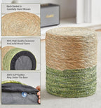 Wimarsbon Ottoman Poof, Natural Seagrass Poufs, Hand Weave Round Footstool - Image 6