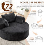 Oversized Round Chaise Longue Chair Indoor, Modern 55-inch Upholstered Chenille - Image 7