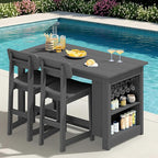 SERWALL 3-Piece Outdoor Counter Height Bar Set, HDPE Patio Bar Table by SERWALL