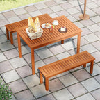 Tangkula Outdoor Wood Bench, 2-Person Backless Patio Garden Bench - Image 9