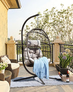 FREDEES Egg Swing Chair with Stand, Outdoor Hanging Egg Chair with Cushion - Image 8