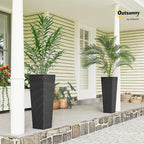 Outsunny 32 Inch Tall Planters for Outdoor Plants, Stackable Tapered Planters - Image 2