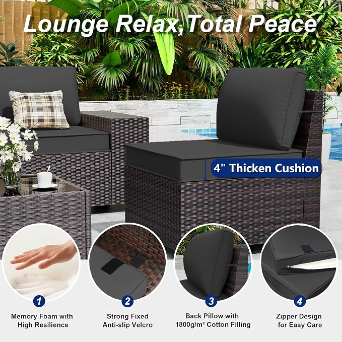 Outdoor Patio Furniture Set, 12 Pieces Outdoor Sectional Furniture High - Image 4