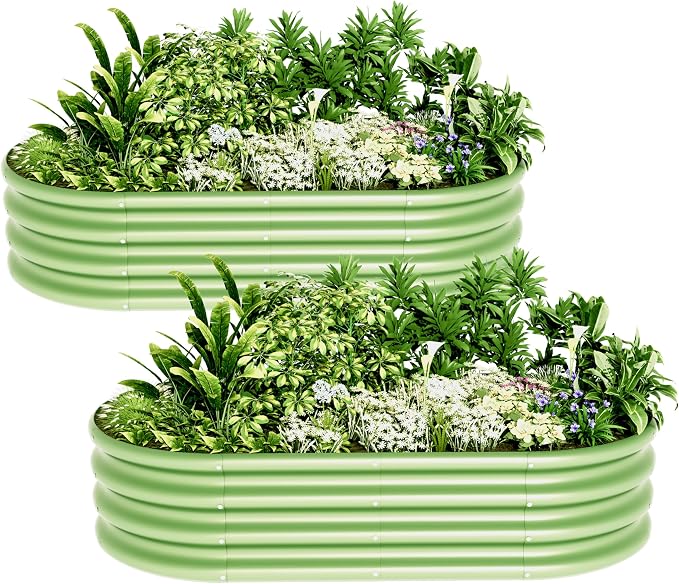 4x2x1ft-2pcs-Oval Raised Garden Bed Kit, Galvanized Planter Garden Boxes Outdoor - Image 6