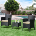 Yaheetech 3 Pieces Patio Conversation Set, Outdoor Rattan Bistro Furniture - Image 9