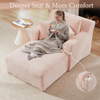 65.4" Chaise Lounge Chair Indoor, Oversized Boneless Couch Comfy Upholstered - Image 4