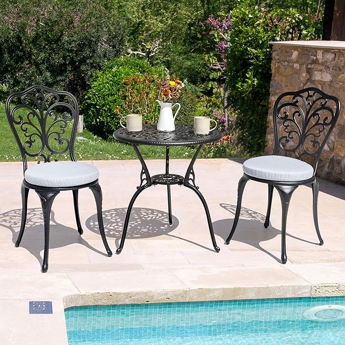 NUU GARDEN 3 Piece Outdoor Bistro Table Set, All Weather Cast Aluminum Patio - Image 4