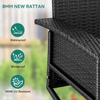 YITAHOME 3-Seats Hanging Porch Swing Chair Outdoor Black Rattan Patio Swing - Image 4