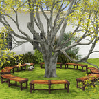 Outsunny Wooden Garden Bench, Semicircular Round Outdoor Tree Bench, Wrap - Image 8