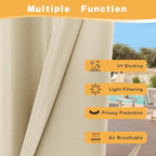 HolidayIdeas Outdoor Curtains for Patio Waterproof, 2 Panels - Image 3