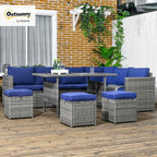 Outsunny Wicker Outdoor Patio Furniture Set, L-Shaped 7 Piece Outdoor Dining - Image 2