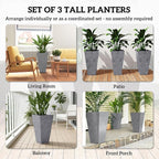 Outsunny 28 Inch Tall Planters for Outdoor Plants, Stackable Tapered Large - Image 4