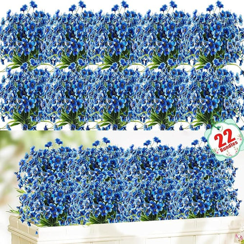 22 Pack Artificial Flowers Outdoor Fake Plants, Faux Flowers UV Resistant by Powbrace