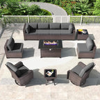 Kullavik 11 Pieces Outdoor Patio Furniture Set, PE Wicker Rattan Sectional Sofa by KULLAVIK