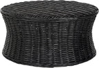 SAFAVIEH Home Collection Ruxton Black Rattan Round Coffee Table Ottoman by SAFAVIEH
