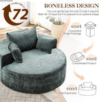Oversized Round Chaise Longue Chair Indoor, Modern 55-inch Upholstered Chenille - Image 7