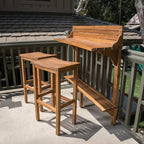 Christopher Knight Home Caribbean Outdoor Acacia Wood Balcony Bar Set, 3-Pcs Set - Image 4