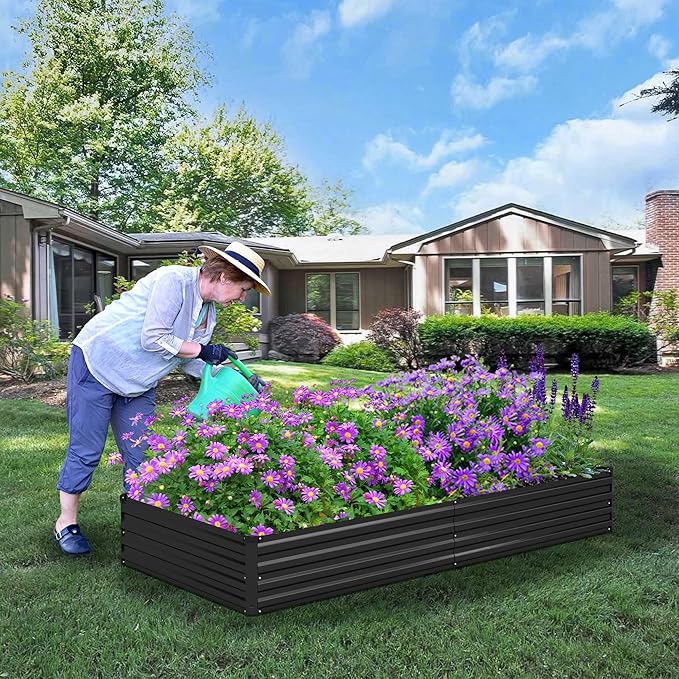 12x2x1ft Galvanized Raised Garden Bed, Outdoor Planter Box Metal Patio Kit - Image 5