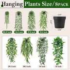 Der Rose 8Pcs Fake Plants Hanging Artificial Ivy Vine Faux Eucalyptus Hanging - Image 3