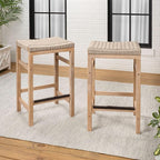 JONATHAN Y CSL1201A-SET2 Armand 25.6" Modern Coastal Backless Acacia Wood - Image 5