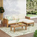 Merax 3 Piece Acacia Wood Patio Furniture Set, Outdoor Sectional Sofa Set - Image 5
