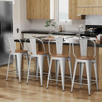 Alunaune 24" Swivel Metal Barstools Set of 4 High Back Counter Height Bar - Image 4