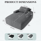 YITAHOME 67"L x 48"W Chaise Lounge Chair Indoor, Oversized Corduroy Upholstered - Image 2