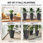 Outsunny 28 Inch Tall Planters for Outdoor Plants, Stackable Tapered Large - Image 4