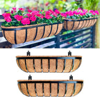 LaLaGreen Railing Planters Box Black Metal Large Rectangular Window Flower Box by L%C3%A1L%C3%A1Green