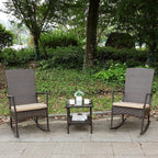 Outdoor Rocking Chair 3 Pieces High-Backed Rocking Chair Patio Rocking Chairs - Image 7