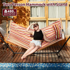 Two Person Hammock with Stand for Outside Heavy Duty, Outdoor Patio Hammock - Image 4