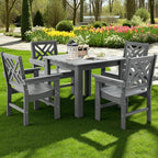 HDPE Outdoor Dining Set, 5-Piece Outdoor Table and Chairs Include 4 Armchair - Image 8