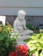 EMSCO Group Meditating Buddha Statue – Natural Granite Appearance – Made of - Image 2