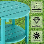 LZRS Round Adirondack Side Table Double End Table, Outdoor Side Tables - Image 4