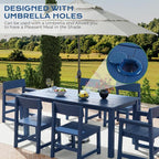7 Piece Outdoor Dining Table Set HIPS Patio Dining Sets - Image 4