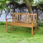 Tangkula Outdoor Acacia Wood Bench, 2-Person Garden Bench - Image 2