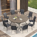 VICLLAX Patio Table and Chair Set of 10, All Weather Metal Round Outdoor Dining by HOME