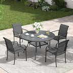 VICLLAX Patio Table and Chair Set of 4, All Weather Metal Round Outdoor Dining by HOME