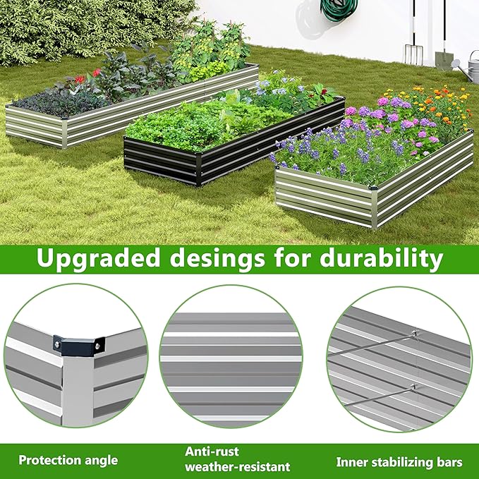2PCS 10x3x1ft Galvanized Raised Garden Bed Kit, Galvanized Planter Raised - Image 5