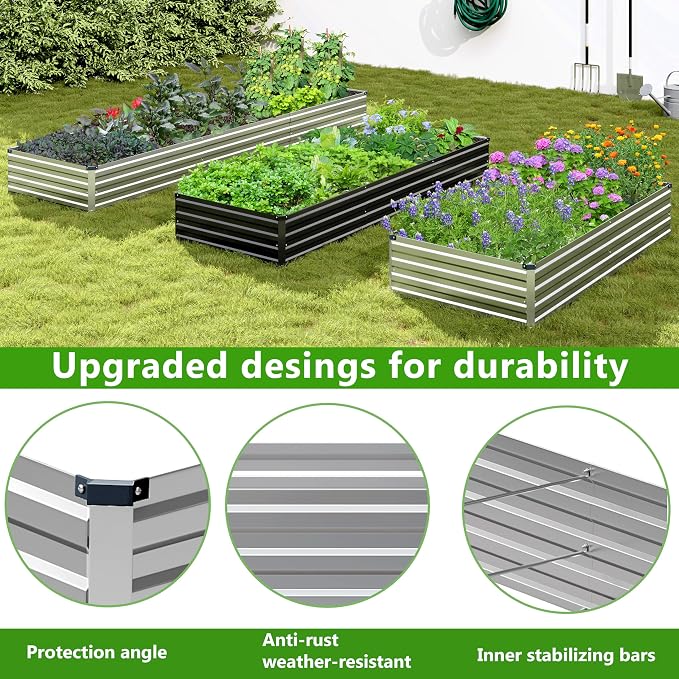 2PCS 6x3x1ft Galvanized Raised Garden Bed Kit, Galvanized Planter Raised Garden - Image 4