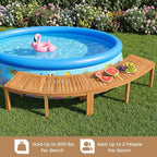 Tangkula Outdoor Curved Bench, Acacia Wood Fire Pit Bench w/Slatted Seat - Image 4