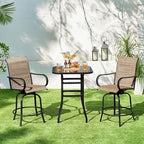Yaheetech Patio Swivel Bar Stools Outdoor Chairs Set of 2 Outdoor High Bistro - Image 2
