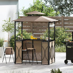 Tangkula 3 Piece Patio Bar Set, Grill Gazebo & 2 Foldable Bar Stools - Image 3